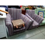 Pair of striped armchairs