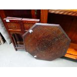 Inlaid Indian octagonal side table with folding base