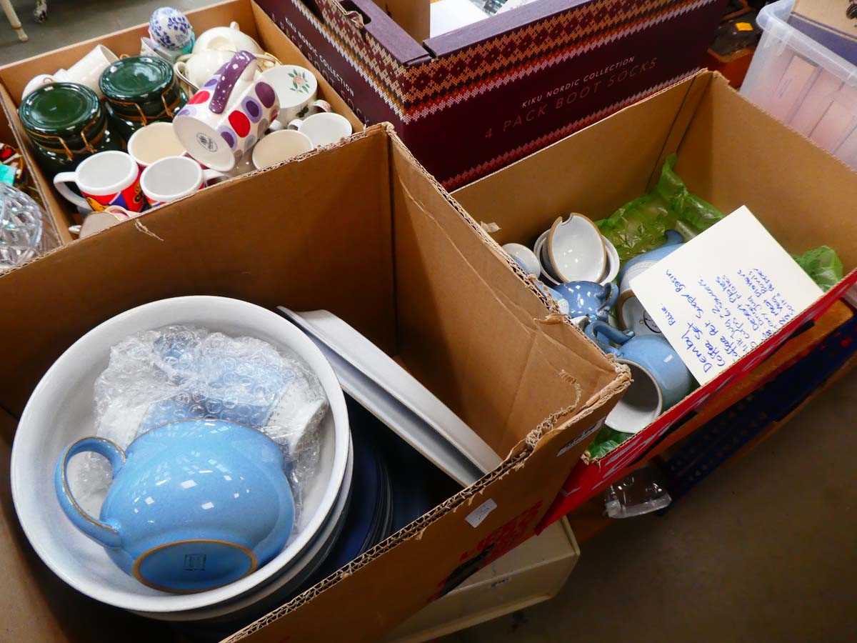 2 boxes of Denby crockery