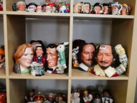 Nine large Character Jugs depicting writers, to include Shakespeare, Lewis Carroll, Alfred