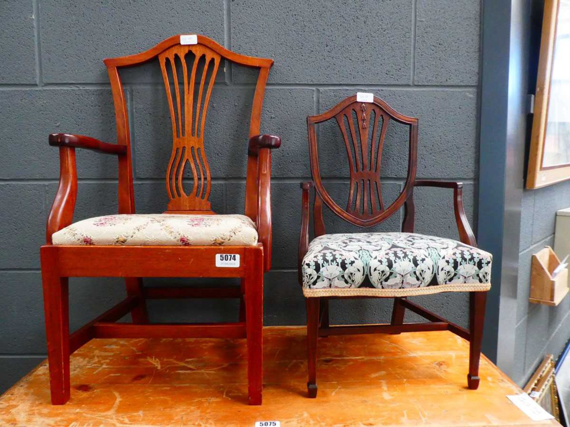 2 x regency style upholstered children's chairs