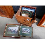 Box containing horse racing related prints
