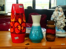 3 studio pottery vases including a Poole example
