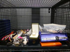 Cage containing collection of wristwatches