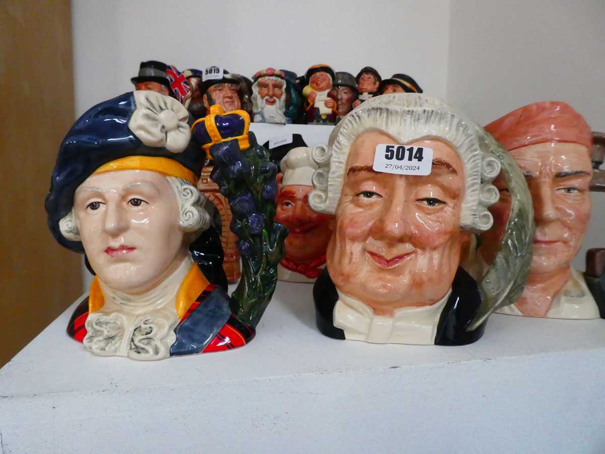 9 large Character Jugs to include Bonnie Prince Charlie, a carpenter, George Stephenson etc. - Image 2 of 3