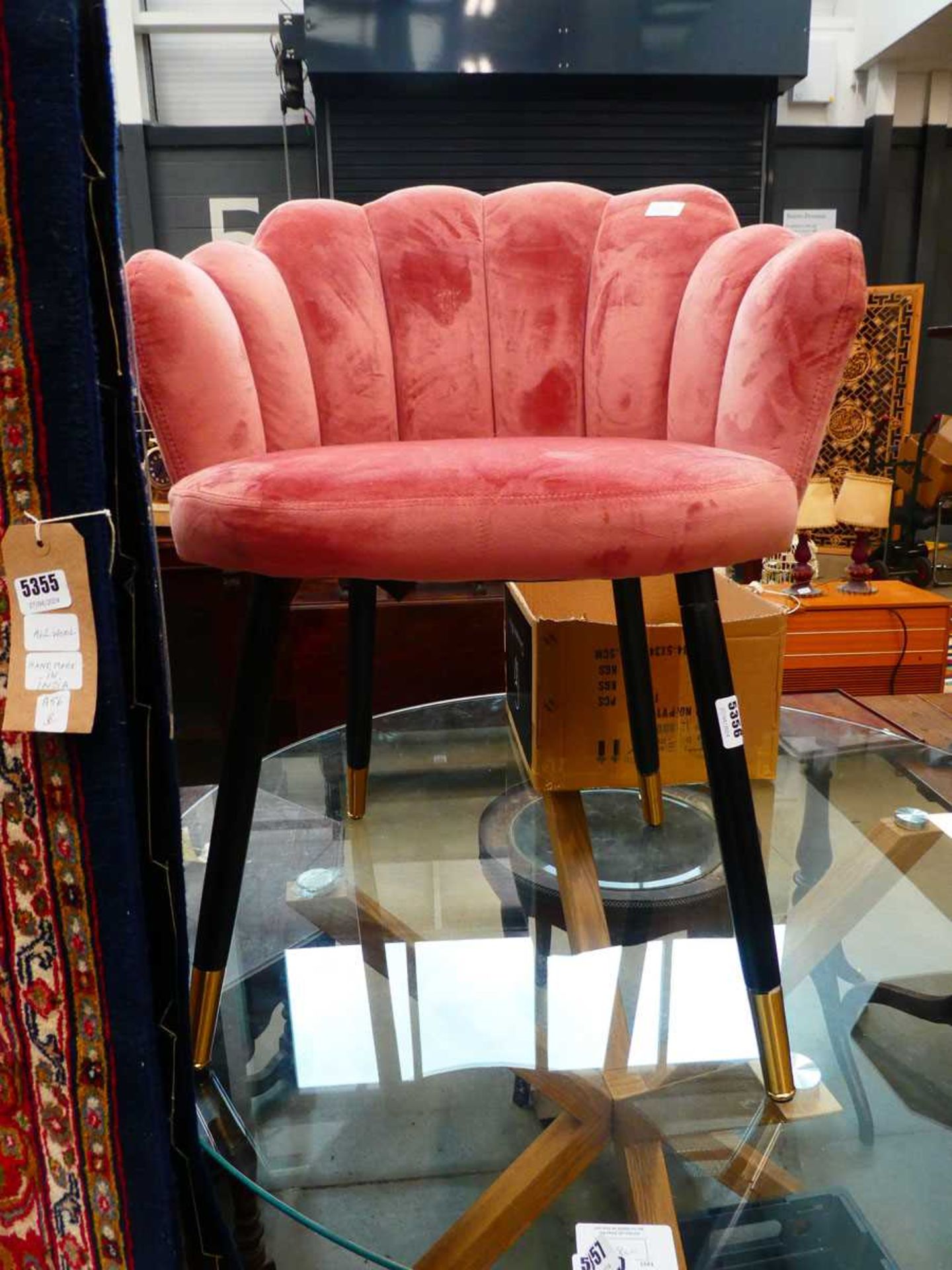 Pink fabric shell back chair