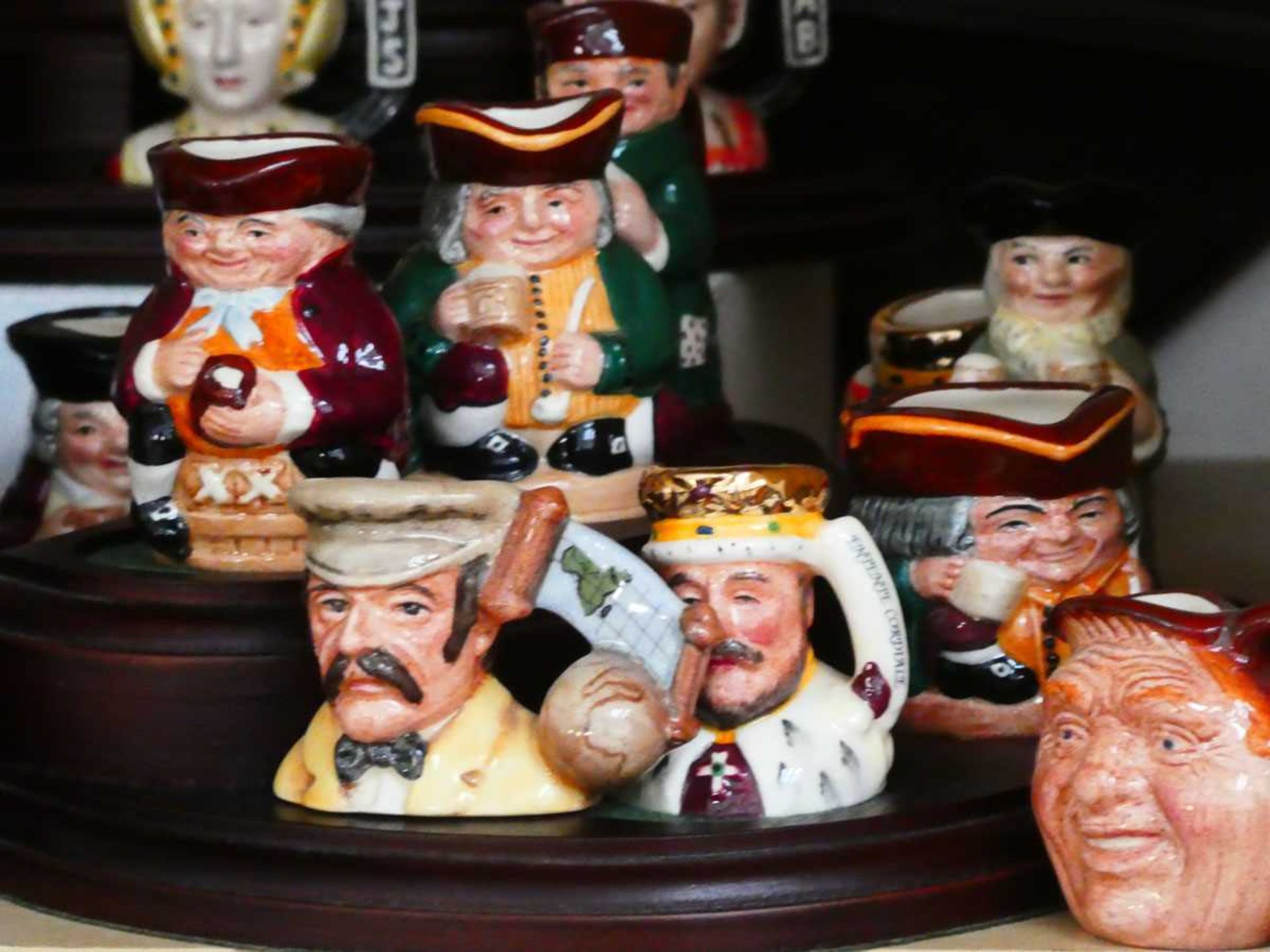 Various miniature Character Jugs on wooden stand - Image 2 of 3