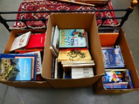 Three boxes containing reference books to include History of Archeology, Artists Anatomy, cookery