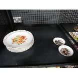 Cage containing Bavarian and Royal Worcester plates and dishes