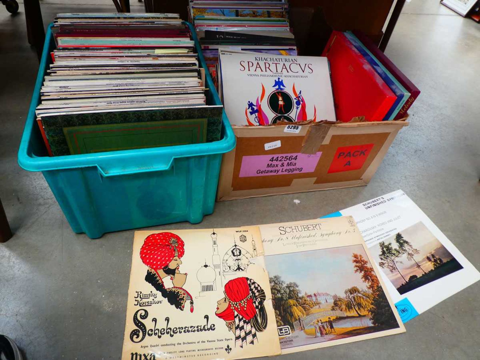 Two boxes containing a quantity of classical vinyl records