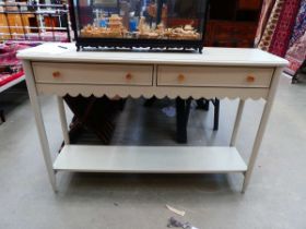 Cream painted console table with 2 drawers and shelf under