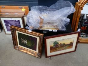 Box containing a quantity of botanical prints, still life with other flowers, the market scene and