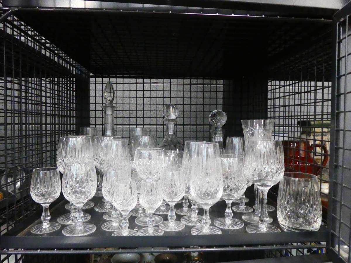 Cage of decanters, sherry and wine glasses
