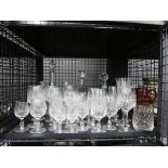 Cage of decanters, sherry and wine glasses
