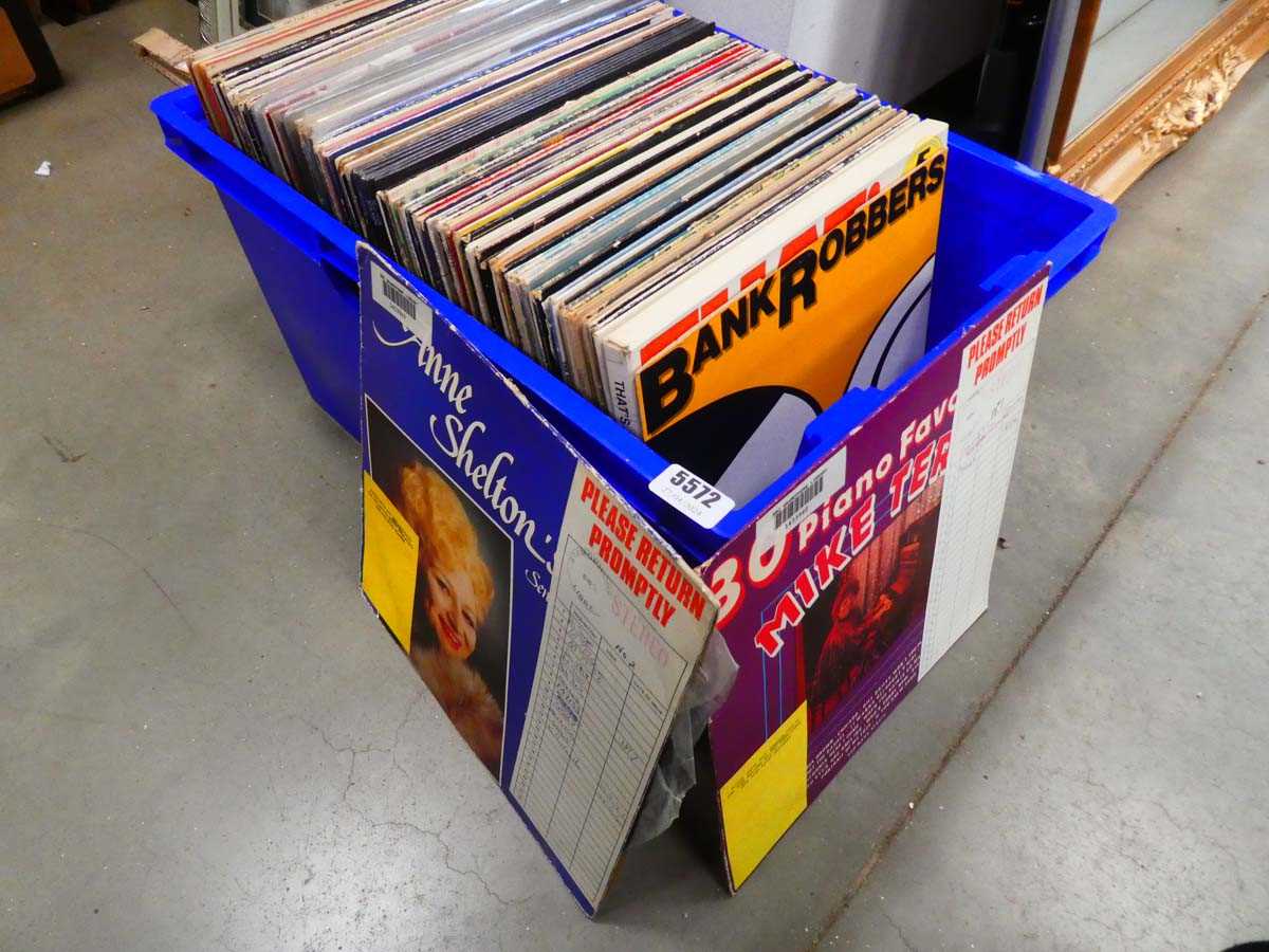 Box containing vinyl records