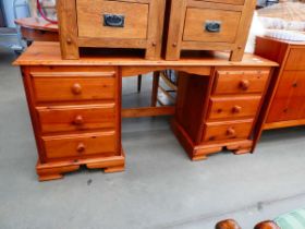 Pine six drawer desk