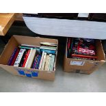 2 x boxes containing music, Formula 1 and cars and countryside reference books