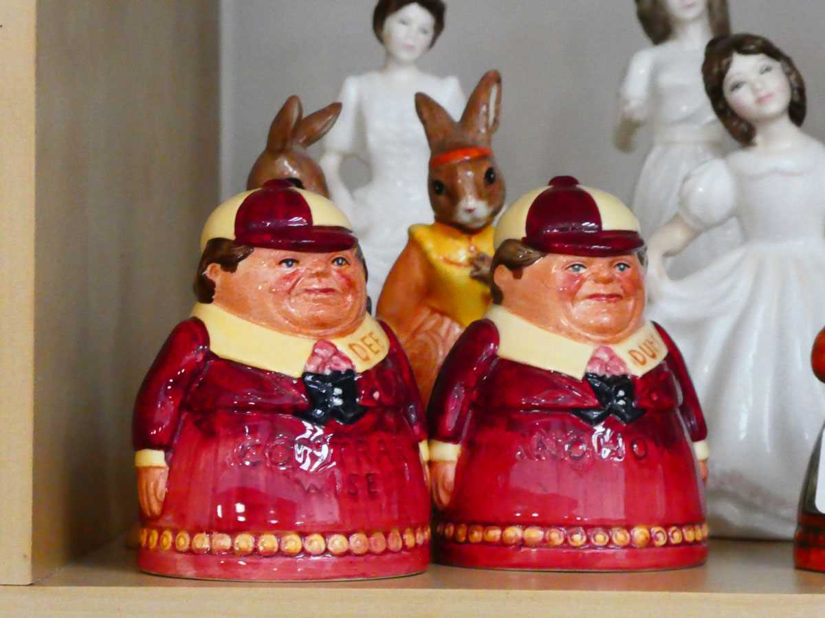 Small collection of Bunnykins, salt and pepper figures in the form of Votes for Women and Tweedledum - Image 2 of 3