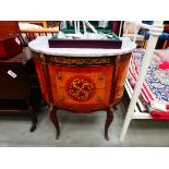 French bow fronted two drawer chest with marble surface