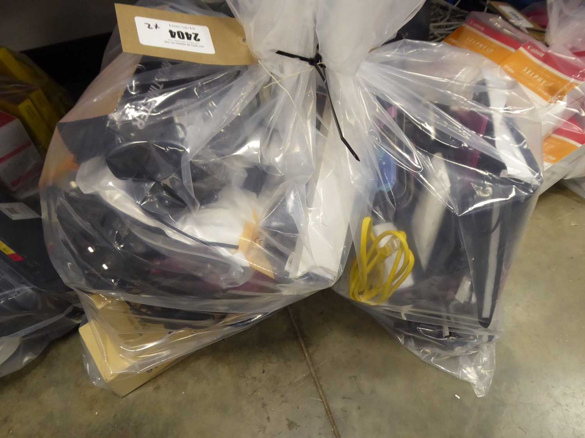 +VAT 2x bags containing cables, leads, PSUs, cases, adapters, remotes, 3D printing adhesive glue