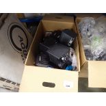 +VAT Box containing various electrical equipment including receipt printers, phone mounts, etc