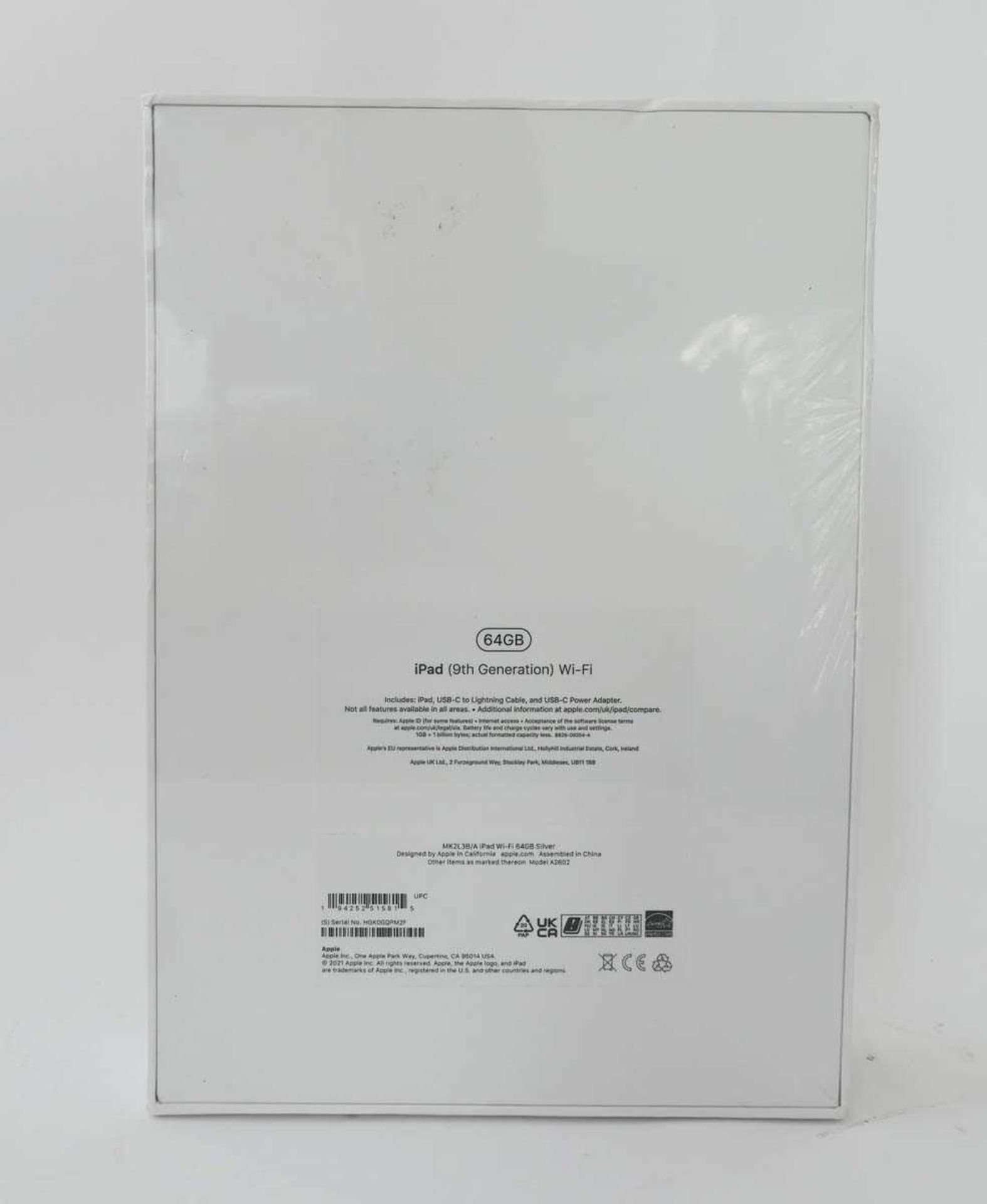 +VAT *Sealed* iPad 9th Gen A2602 64GB Silver tablet with box and charger - Image 2 of 2