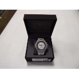 +VAT Boxed Vonlanthen men's chronograph wristwatch with white face and white strap