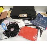 +VAT Bag containing Sony DAV-DZ280 home theater DVD player, tablet cases/covers, cabling, mounts,