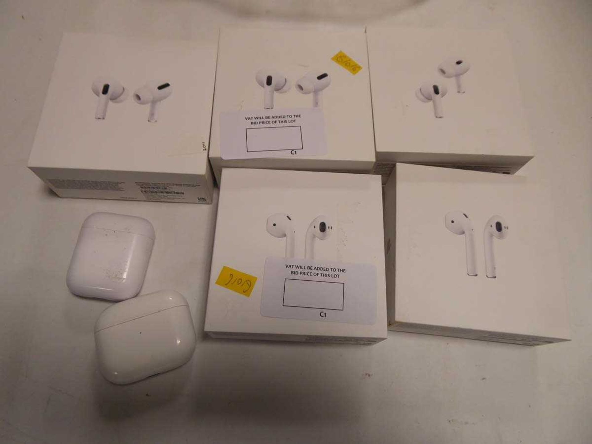 +VAT Bag containing 5 boxed and 2 unboxed Apple air pods for spares and repairs