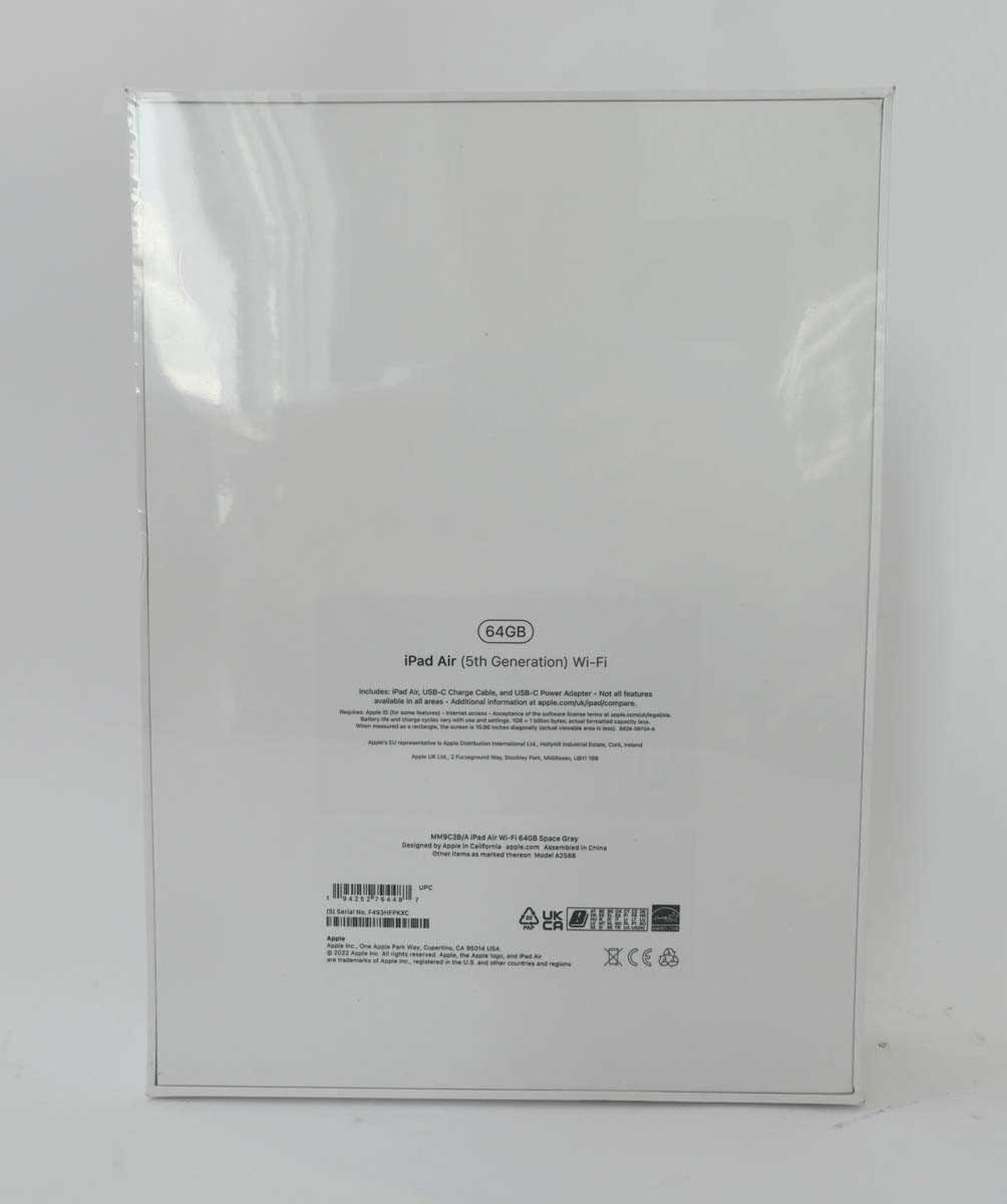 +VAT *Sealed* iPad Air 5th Gen A2588 64GB Space Grey tablet - Image 2 of 2