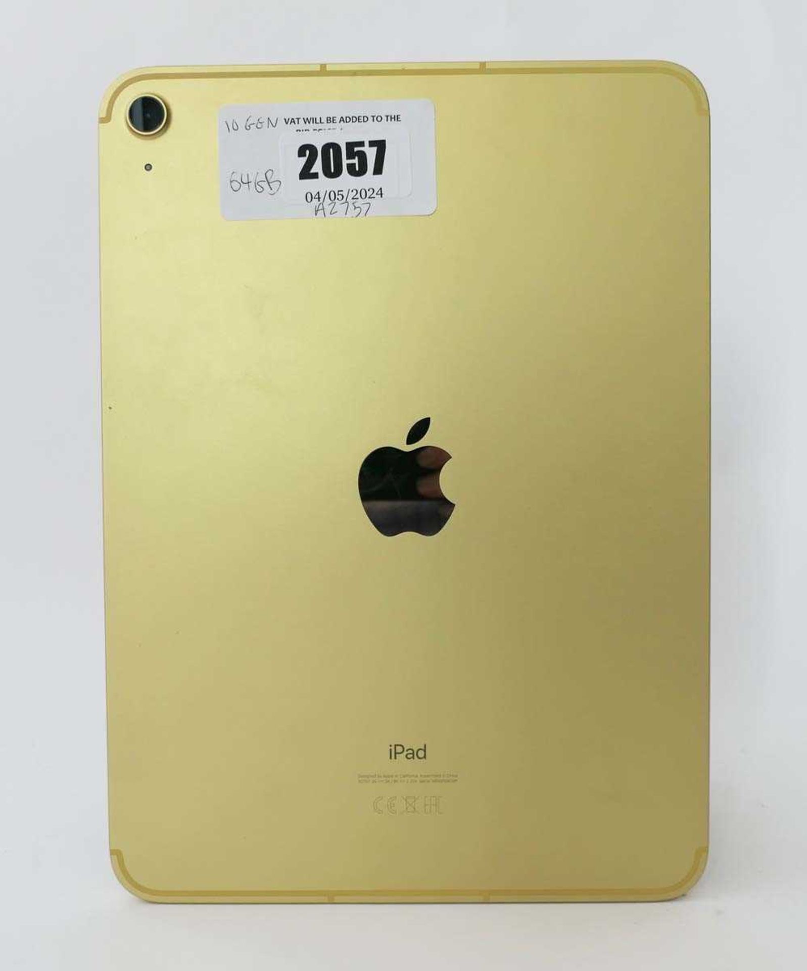 +VAT iPad 10th Gen 64GB Gold tablet - Image 2 of 2