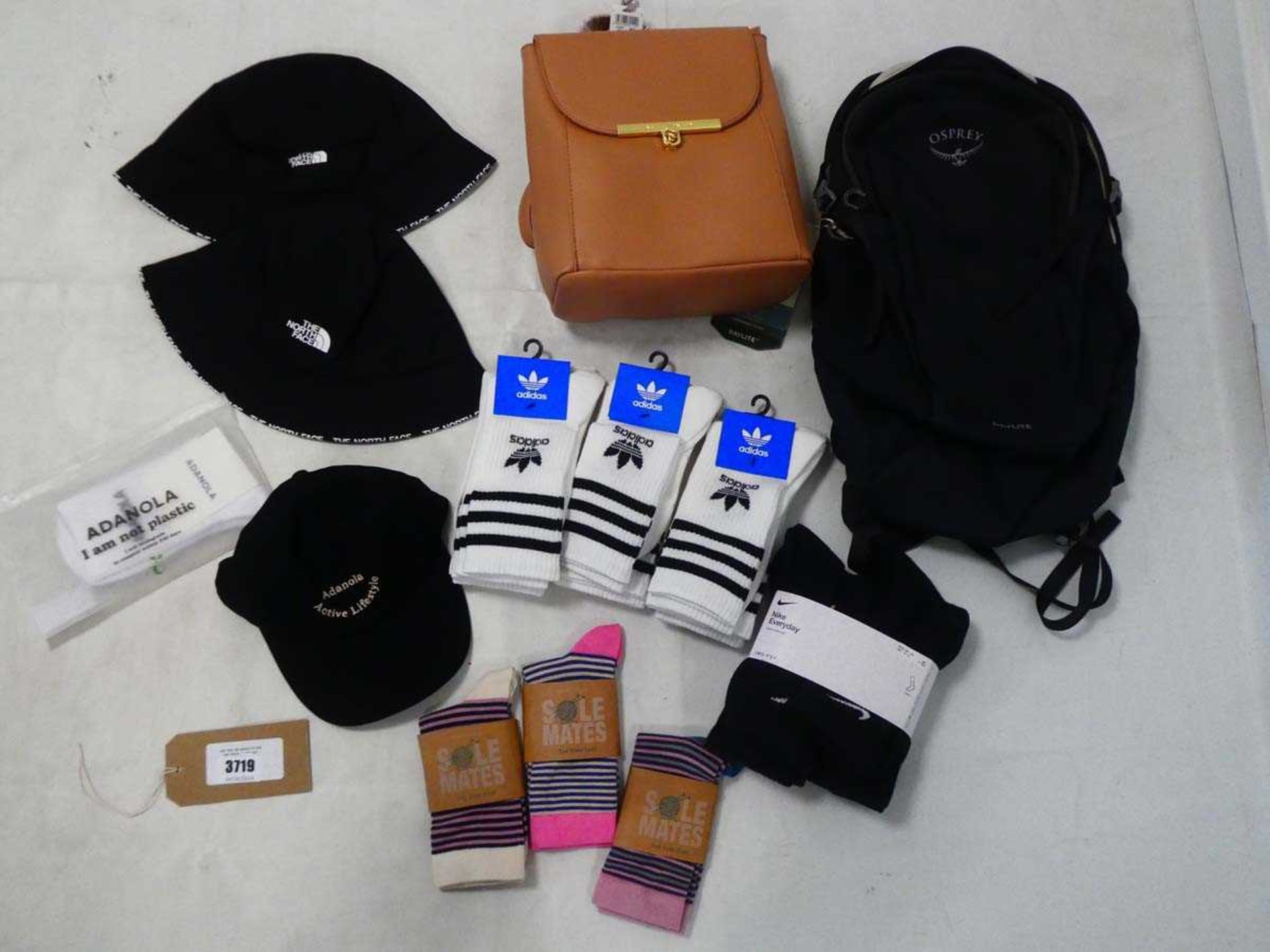 +VAT Selection of designer accessories to include Adonola, Adidas, Katie Loxton, Osprey, The North