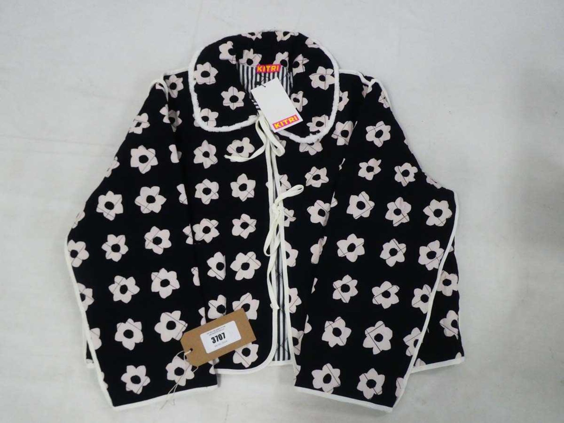 +VAT Kitri piper black tiled floral print reversible quilted jacket size large (hanging)
