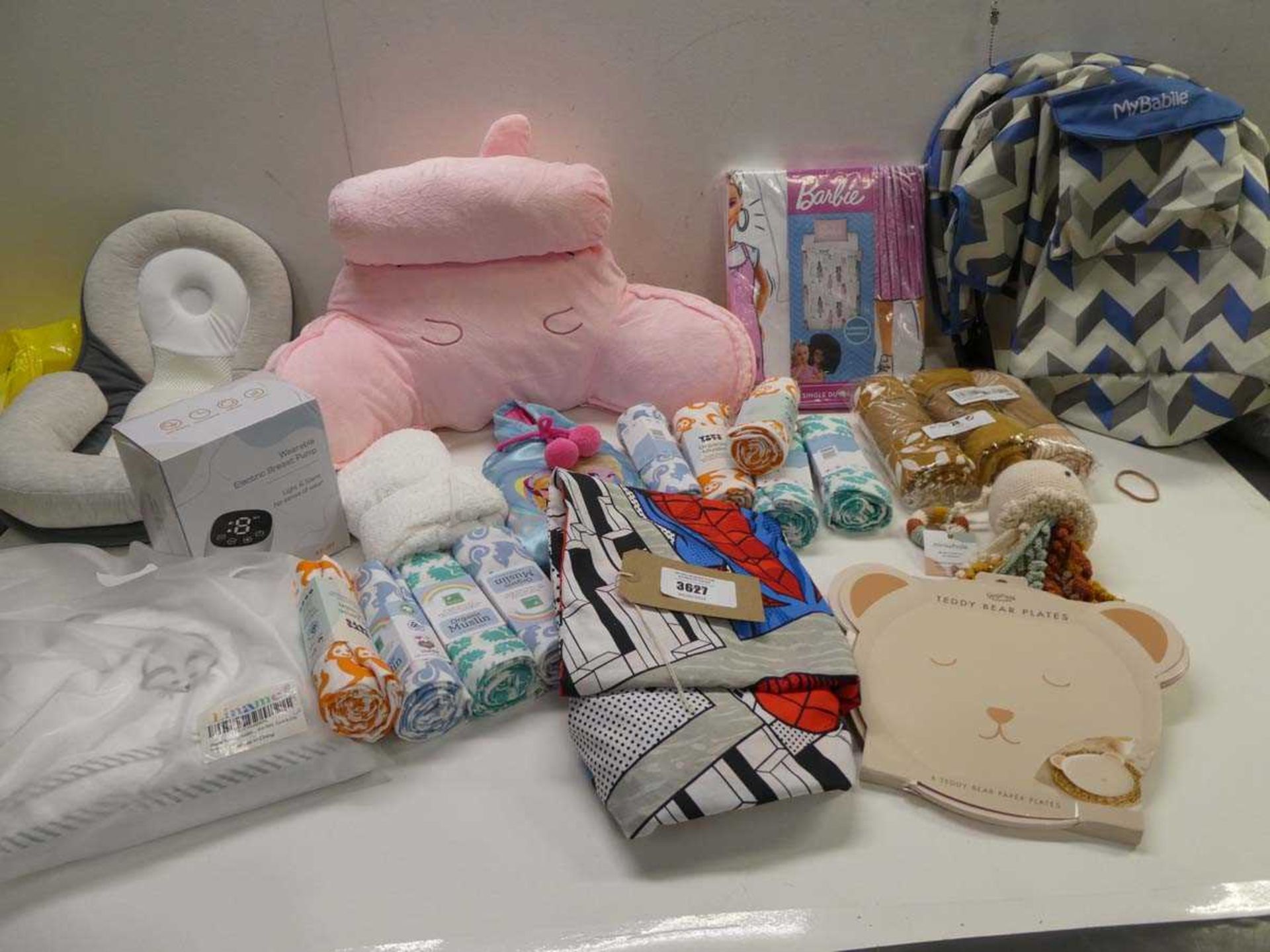 +VAT Hooded baby towel, Barbie single duvet set, Electric breast pump, My Babiie pushchair hood,