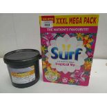 +VAT XXXL Mega pack of Surf Tropical lily washing powder and 3kg tub of Lemon Fresh urinal cubes &