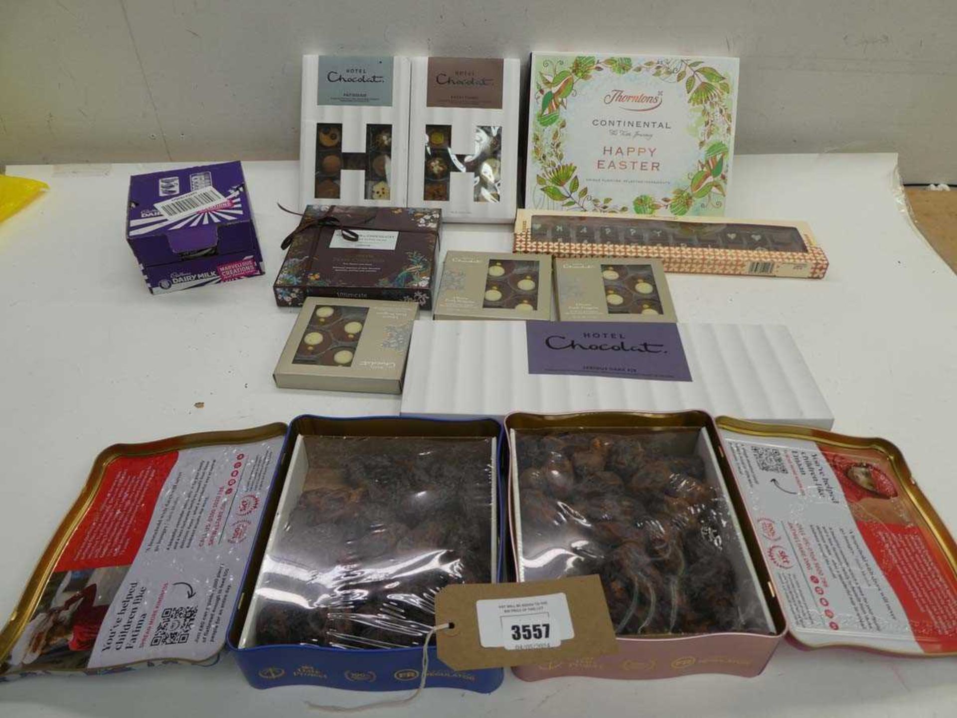 +VAT Hotel Chocolat. & Thorntons chocolate selection boxes, Box of Cadbury Dairy Milk chocolate bars