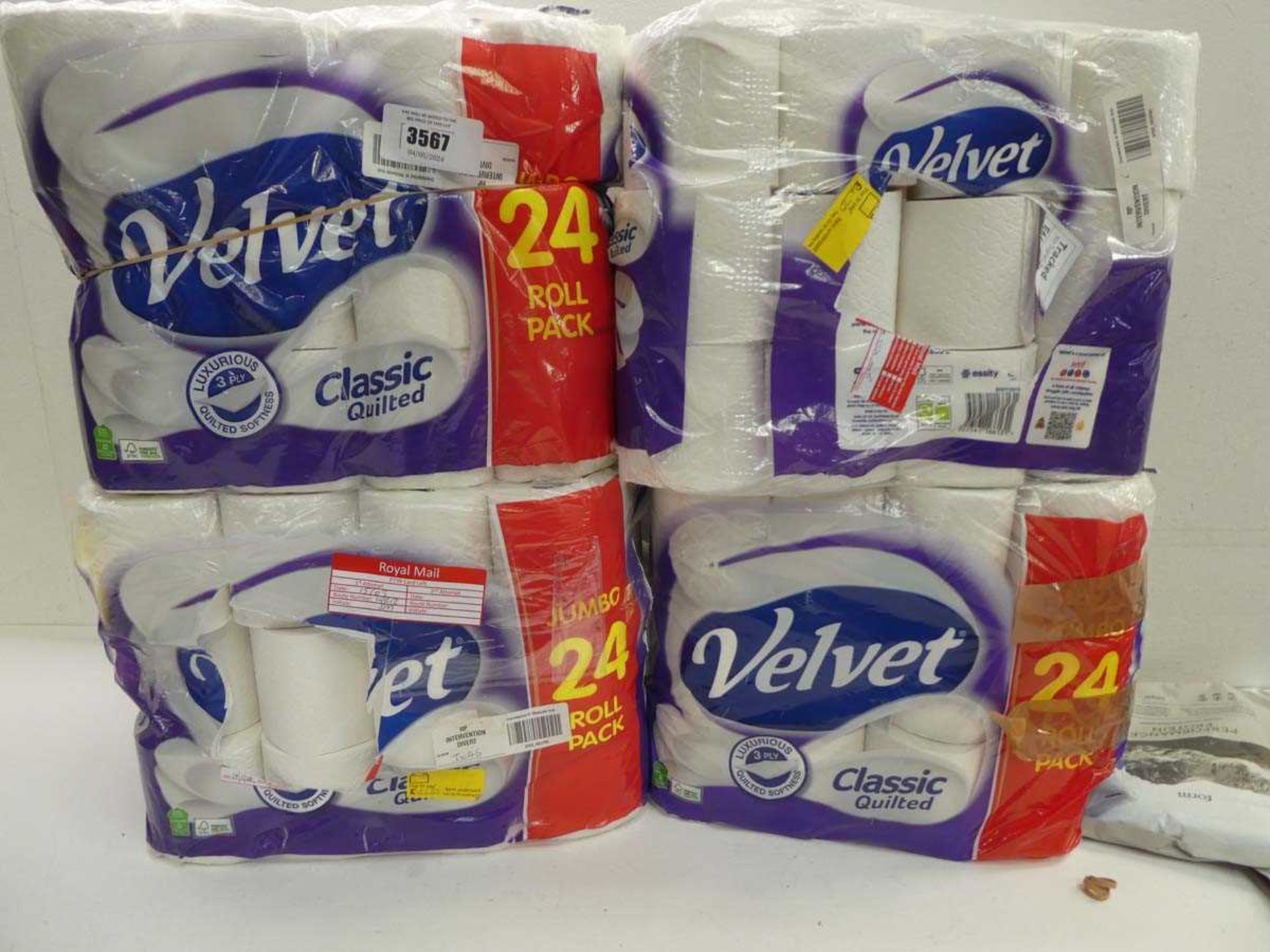 +VAT 4 packs of 24 rolls of Velvet Classic Quilted toilet tissue