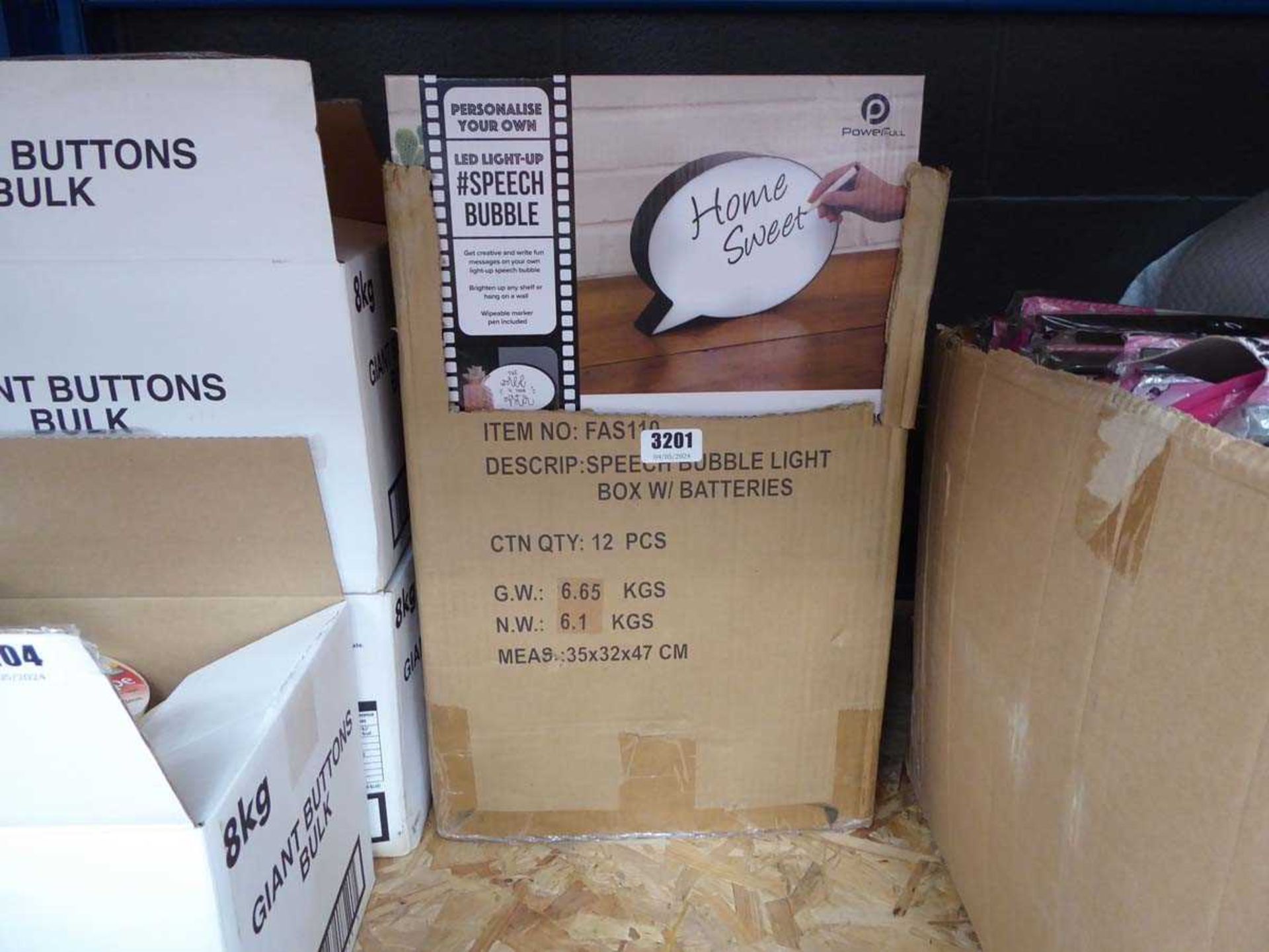 Box of LED lightup speech bubbles
