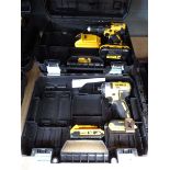 Dewalt 18 volt impact drive with 1 battery, no charger and a Dewalt battery drill with 2 batteries