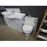 Toilet pan and cistern, plus a sink with unit