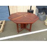 Hexagonal foldup wooden garden table