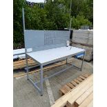 Large electrical style bench with lin bin rack, sockets and single drawer