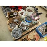 Pallet containing large quantity of assorted nails