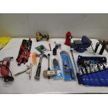 +VAT Wrench set, vice, impact sockets, leavers, DeWalt impact driver, multi tool, claw hammer and