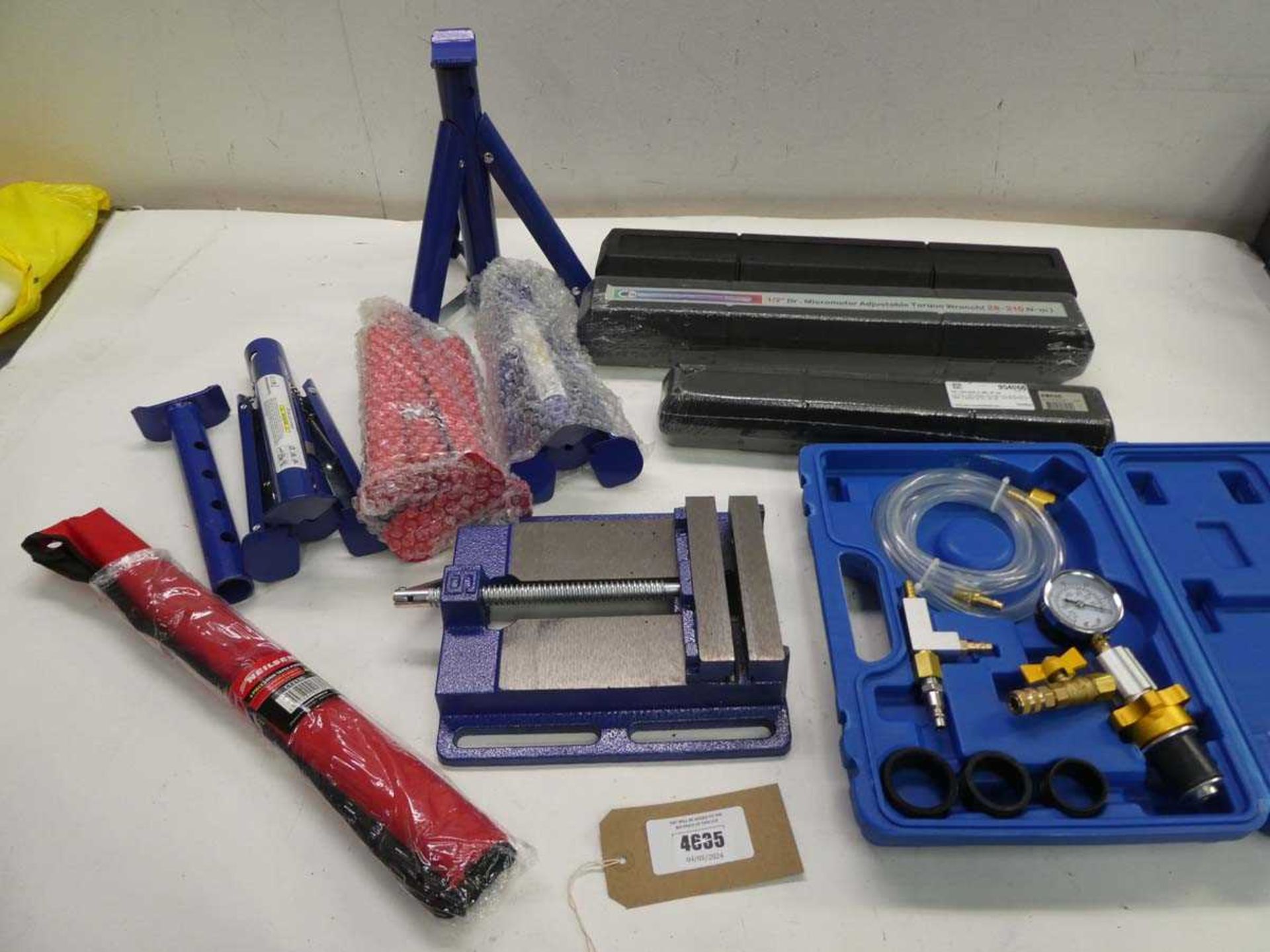 +VAT Long taper punch set, 4 axle stand, 3 torque wrenches, vice, and cooling system set