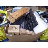 +VAT Pallet of assorted items including paint, immersion heater parts, silicone, switches, bulbs,