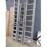 Small triple aluminium extension ladder with tie down bars