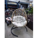 Rattan style hanging egg chair