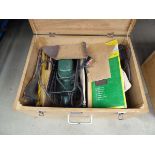 Box containing electric sander complete with a large qty of sanding pads and an electric plane