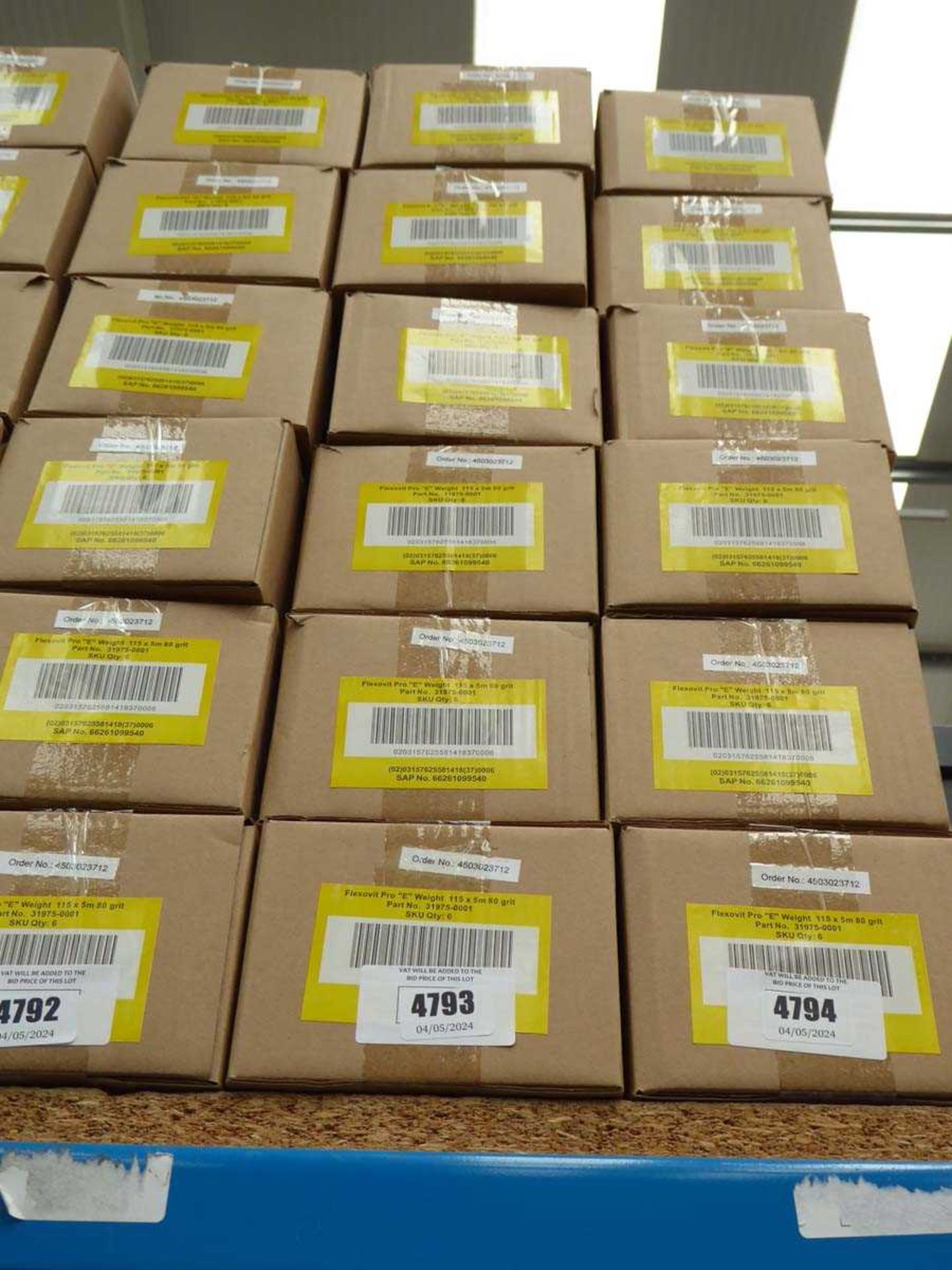 +VAT 6 boxes of Flexovit 115 x 5m 80 grit sanding rolls